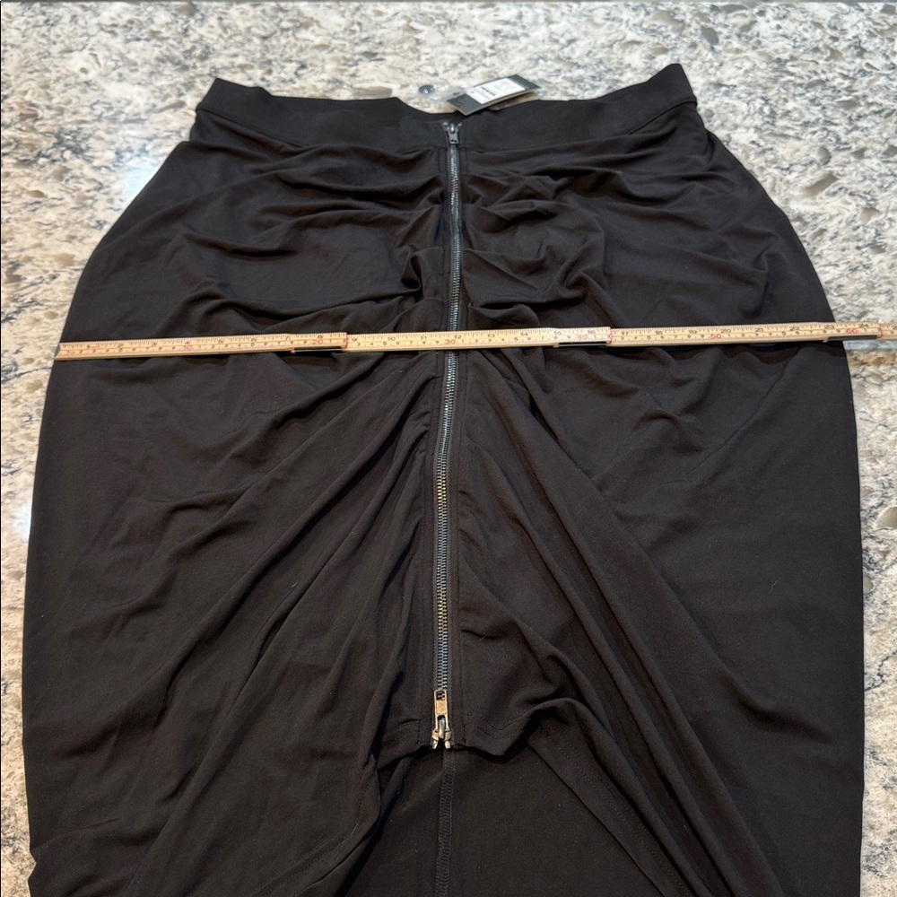 City Chic | Ruched Zip Up Draped Skirt in Black Size M Medium 18 - Picture 5 of 15